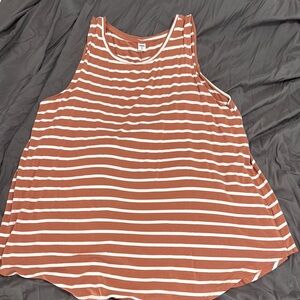 Striped Sleeveless Top - Brown and White